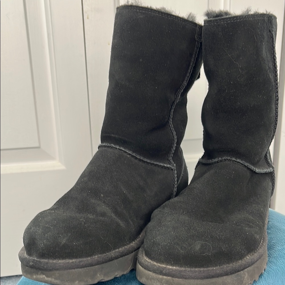 UGG Black Suede Boots with Zipper